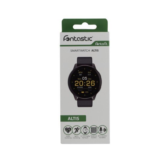 Fontastic Smartwatch Altis 1.50&rdquo; Display, black Hands-Free Function, Music Control, Heart Rate