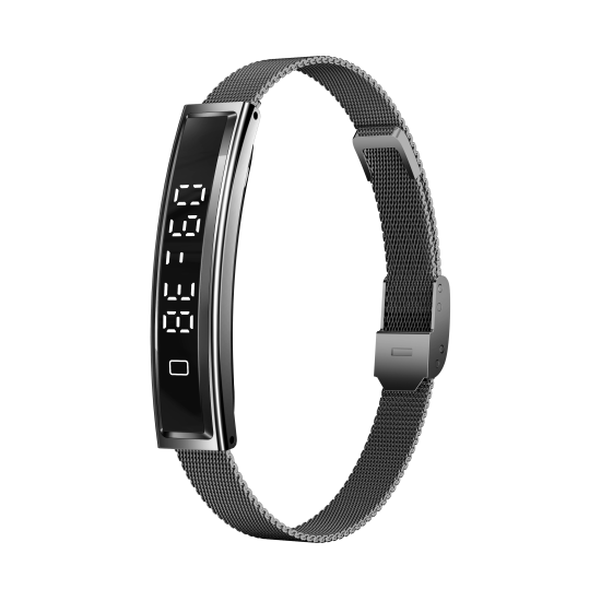 Fontastic Smart Bracelet &ndash; Stylish Fitness Band Jewelry-Like, with Display & Metal Strap, Black