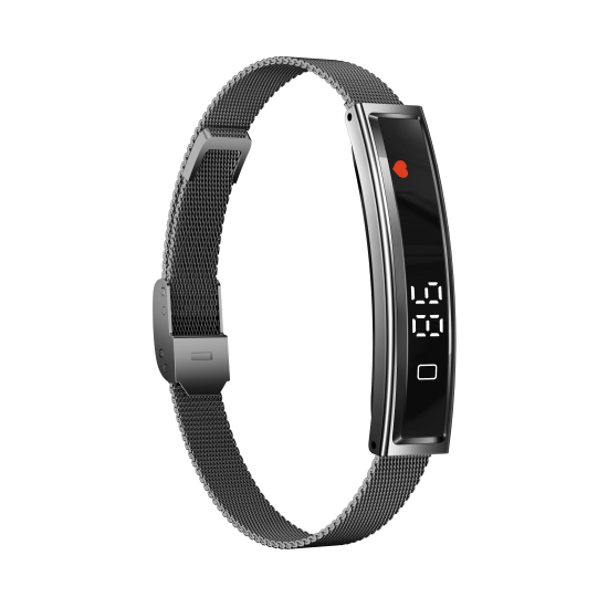 Fontastic Smart Bracelet &ndash; Stylish Fitness Band Jewelry-Like, with Display & Metal Strap, Black