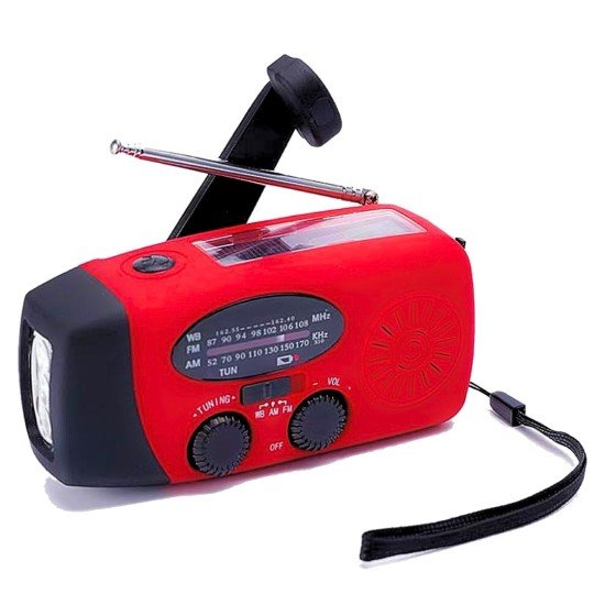 Multi-functional AM/FM Radio with Flashlight Solar, Crank, Rechargeable Battery, SOS Siren