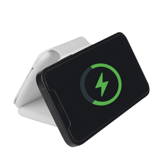 Foldable Wireless Magnetic Charging Station 15W Smartphone & Watch, Headphones, MagSafe comp white