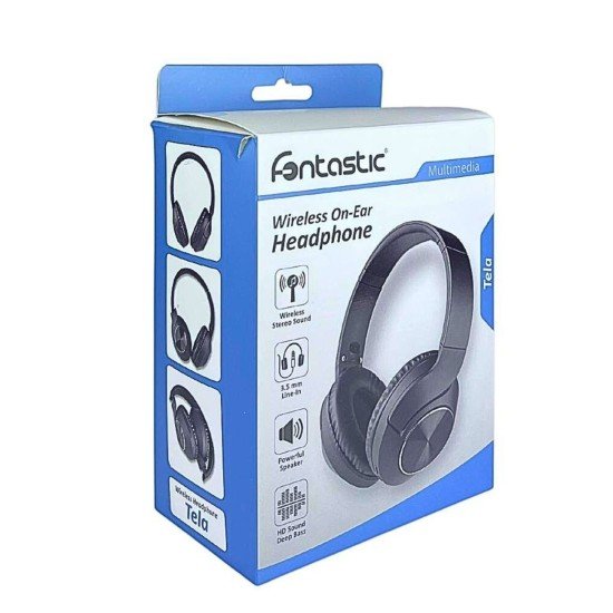 Wireless Headphone Tela, with Microphone black Line-In Function, Volume control, Foldable