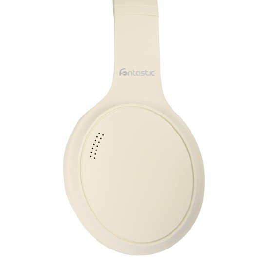 Wireless Headphone Tonic Active Noise Cancellation Line-In Function, Bass+, MIc, Vol. control, cream