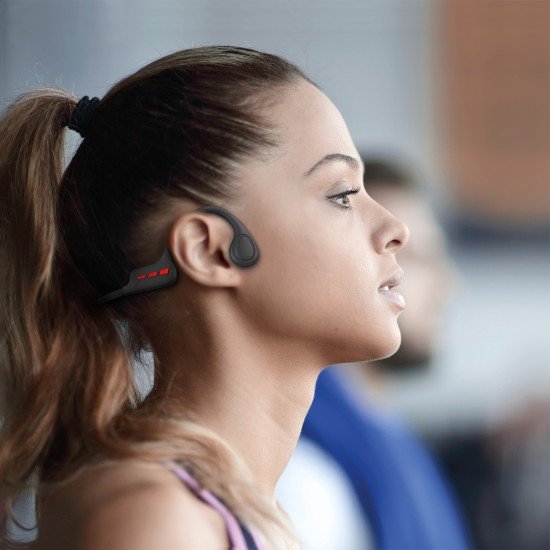 Sport Bone Conduction Headphone "Boncy" black/red Ultra Light, IPX5 Waterproof, 8h Play Time