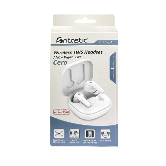 TWS In-Ear Headset "Cero" ANC digital ENC white Touch control, Type-C fast charging, Hall-Sensor