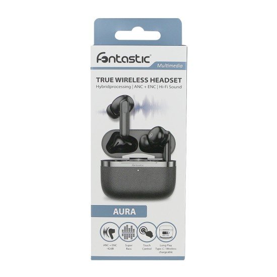 Fontastic TWS Headset &ldquo;Aura&rdquo; Hybrid ANC ENC white -42dB Noise Reduction, 6 Mic, Wireless Charging
