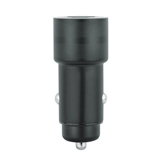 Car Charger &bdquo;Luma&ldquo; Dual Port, 38Watt, Grey Type-C Power Delivery USB-A Fast Charge Aluminum