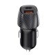 Car Charger &bdquo;Gran&ldquo; Dual Port, 20Watt, black Type-C PD + USB-A FC 3.0, PPS, Carbon Fiber Design