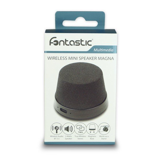 Fontastic Magnetic Wireless Speaker "Magna" black TWS, easy attachment to metal surfaces