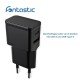 Universal AC Charger Dubi 1x USB-A + 1x Type-C 12W 5V / 2.4A, compact design, black