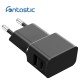 Universal AC Charger Dubi 1x USB-A + 1x Type-C 12W 5V / 2.4A, compact design, black