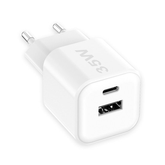 AC Charger MINI GaNto 35W Type-C PD + USB-A white Ultra-compact, PPS, T&Uuml;V / GS certificate white