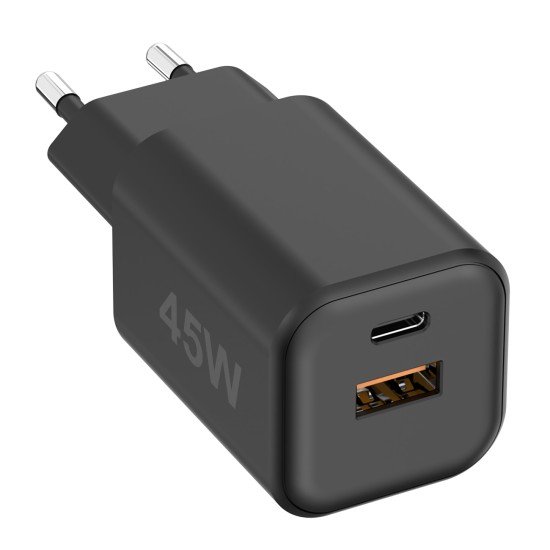 AC Charger MINI GaNto 45W Type-C PD + USB-A FC Ultra-compact, intelligent charging PPS, black