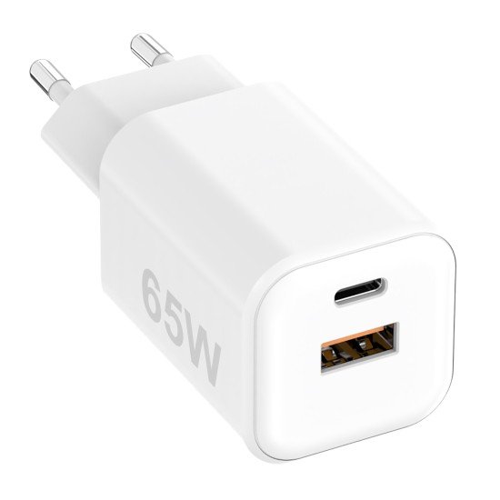 AC Charger MINI GaNto 65W Type-C PD + USB-A FC Ultra-compact, intelligent charging PPS, white