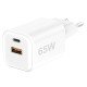 AC Charger MINI GaNto 65W Type-C PD + USB-A FC Ultra-compact, intelligent charging PPS, white