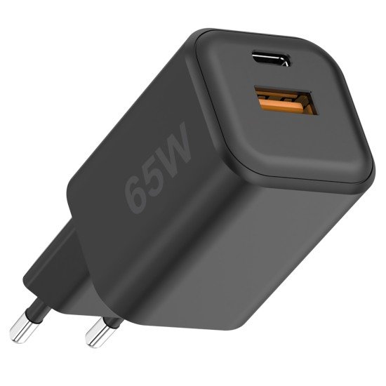AC Charger MINI GaNto 65W Type-C PD + USB-A FC Ultra-compact, intelligent charging PPS, black