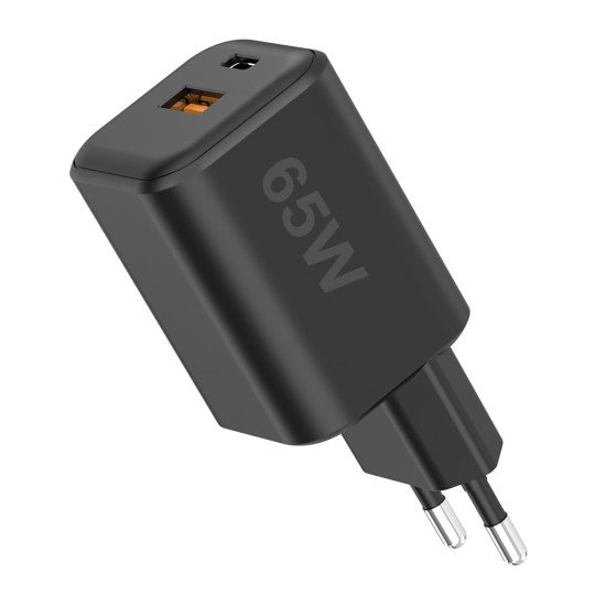 AC Charger MINI GaNto 65W Type-C PD + USB-A FC Ultra-compact, intelligent charging PPS, black