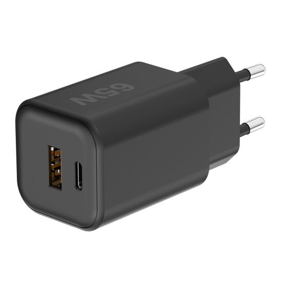 AC Charger MINI GaNto 65W Type-C PD + USB-A FC Ultra-compact, intelligent charging PPS, black