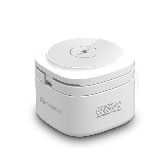 Wireless charging station Qumag GaN technology 65W Compact design, All-In-One, FC, PD, PPS, white