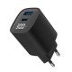 Fontastic AC Charger GAN 30W with Display, black Typ-C + USB-A PD, FC, Power Output Display &ldquo;Ecran&ldquo;