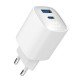 Fontastic AC Charger GAN 30W with Display, white Typ-C + USB-A PD, FC, Power Output Display &ldquo;Ecran&ldquo;