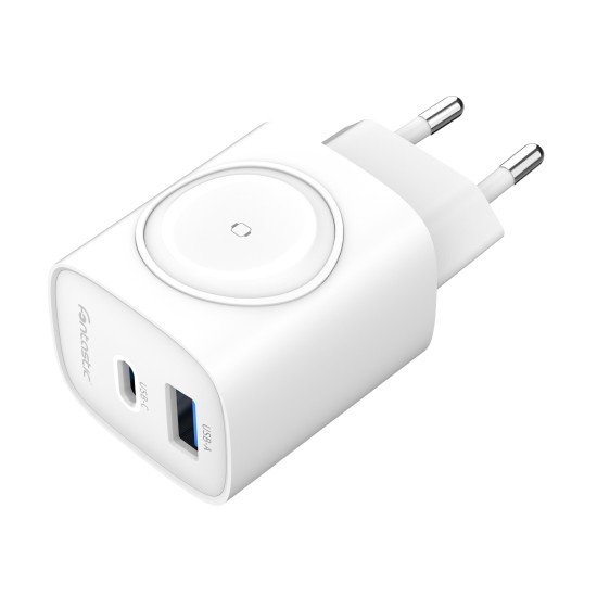 Fontastic 2in1 - Travel & iWatch wireless Charger GaN 22W, USB Typ-C + USB-A, PD, FC, &ldquo;WiGan&ldquo;, white