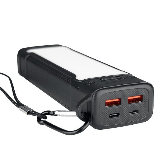 Power Bank with LED Torch Atria20 20000mAh black 3 Brightness Levels + SOS Flash Light USB-A Type-C