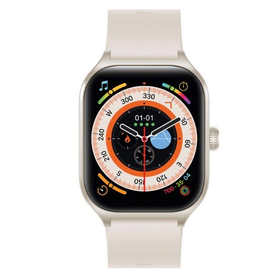 Smartwatch Timor 2.01" Display, BT Call champagne Music Control, Split Screen, Interchangeable Strap