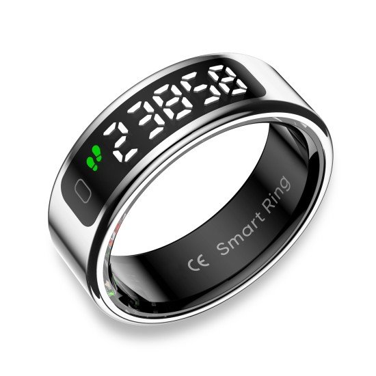 Fontastic Smart Ring w/ display Fyri DIVO size 10 Fitness & health tracker long battery life silver