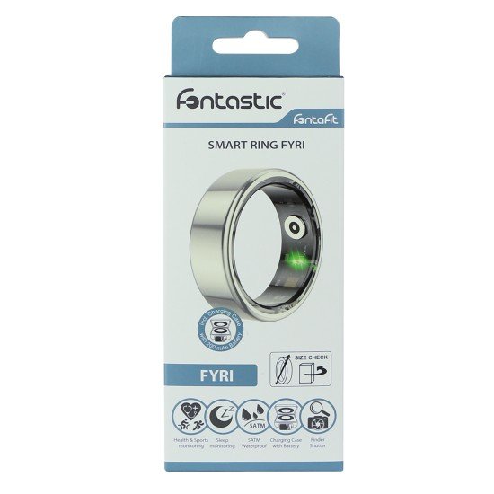 Fontastic Smart Ring Fitness Heart Rate Tracker#10 Long battery life, Dust & Waterproof 5ATM, Silver