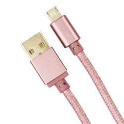 Data Cable Elox MicroUSB 2.0 1m Rose Gold Connector Cover Al Cable Nylon Braid