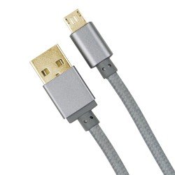 Data Cable Elox MicroUSB 2.0 1m Space Gray Connector Cover Al Cable Nylon Braid