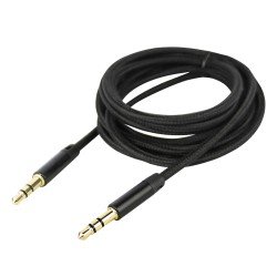 3.5mm Nylon Braided Auxiliary Audio Cable black Gold Plated Plug and Aluminum Alloy Housing