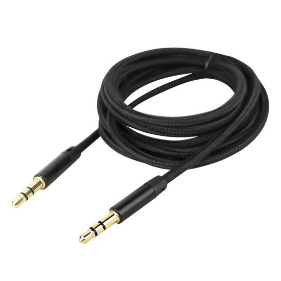 3.5mm Nylon Braided Auxiliary Audio Cable black Gold Plated Plug and Aluminum Alloy Housing
