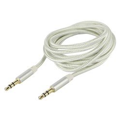 3.5mm  Nylon Braided Auxiliary Audio Cable silver Gold Plated Plug and Aluminum Alloy Housing