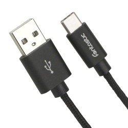 Data Cable Elox USB A > Type-C 2.0 1m black Connector Cover Al Cable Nylon Braid
