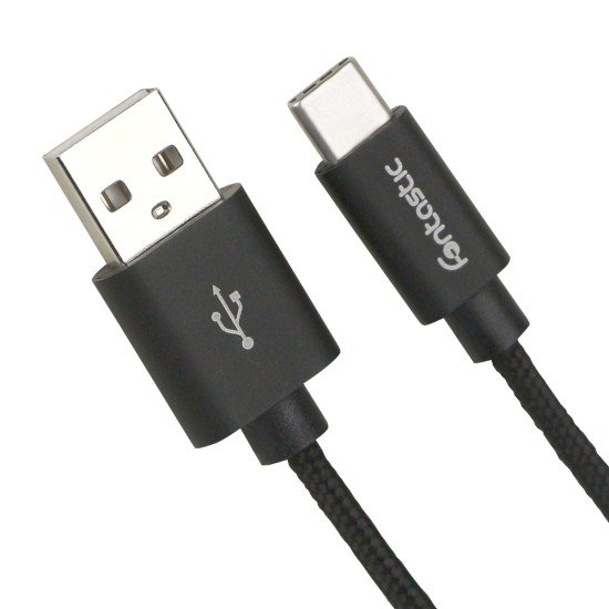 Data Cable Elox USB A > Type-C 2.0 1m black Connector Cover Al Cable Nylon Braid