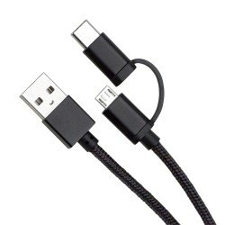 Data cable Duo Micro USB/Type-C 1.25m black 