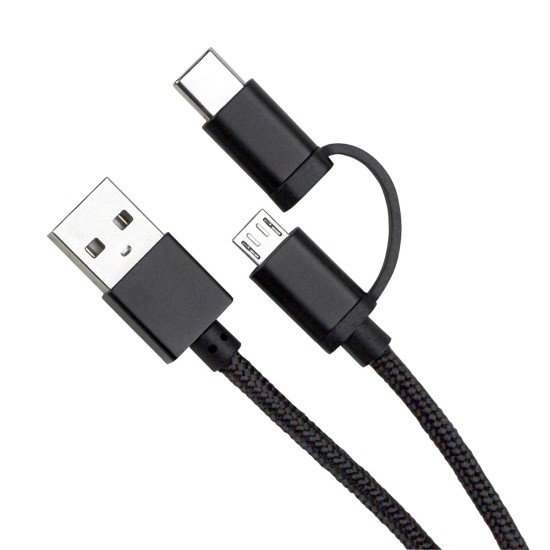 Data cable Duo Micro USB/Type-C 1.25m black 